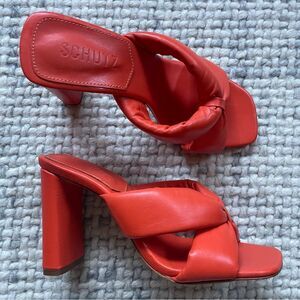 NEW SCHUTZ Fairy High Nappa Leather Sandal Flame Orange 6